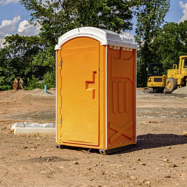 how often are the portable restrooms cleaned and serviced during a rental period in Stanchfield